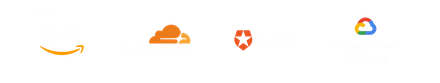 Secured & powered by AWS · Cloudflare · Auth0 · Google Cloud Partner